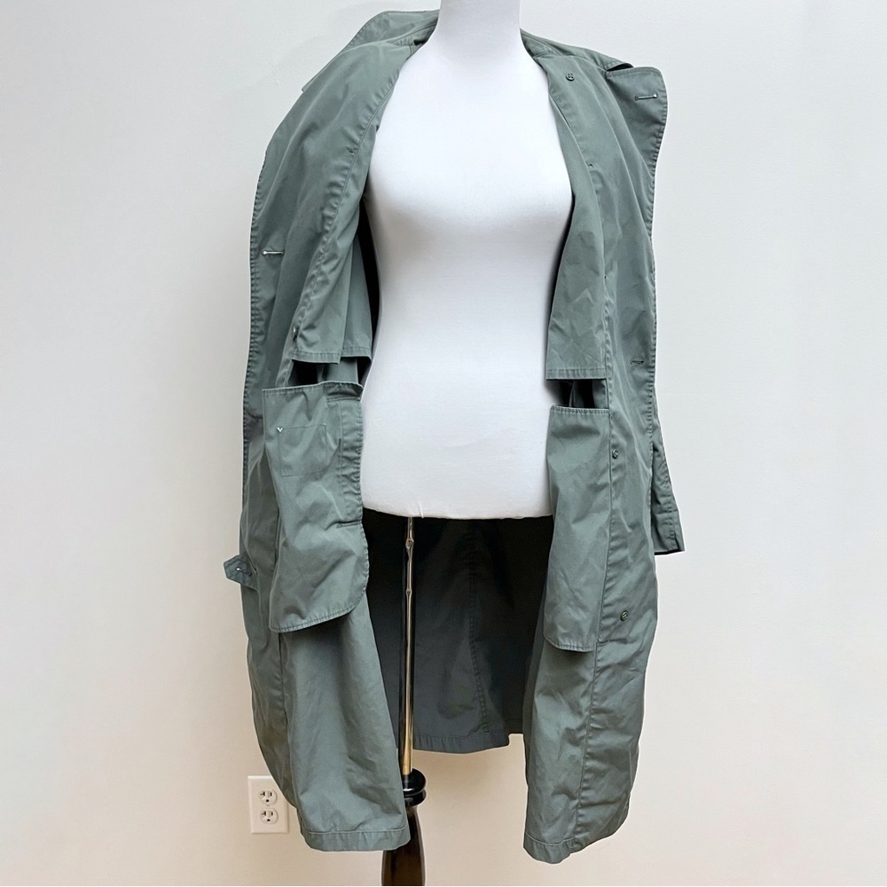 Vintage America Army Green Utility Belted Waist Double Button Trench Coat 42R - Picture 8 of 14